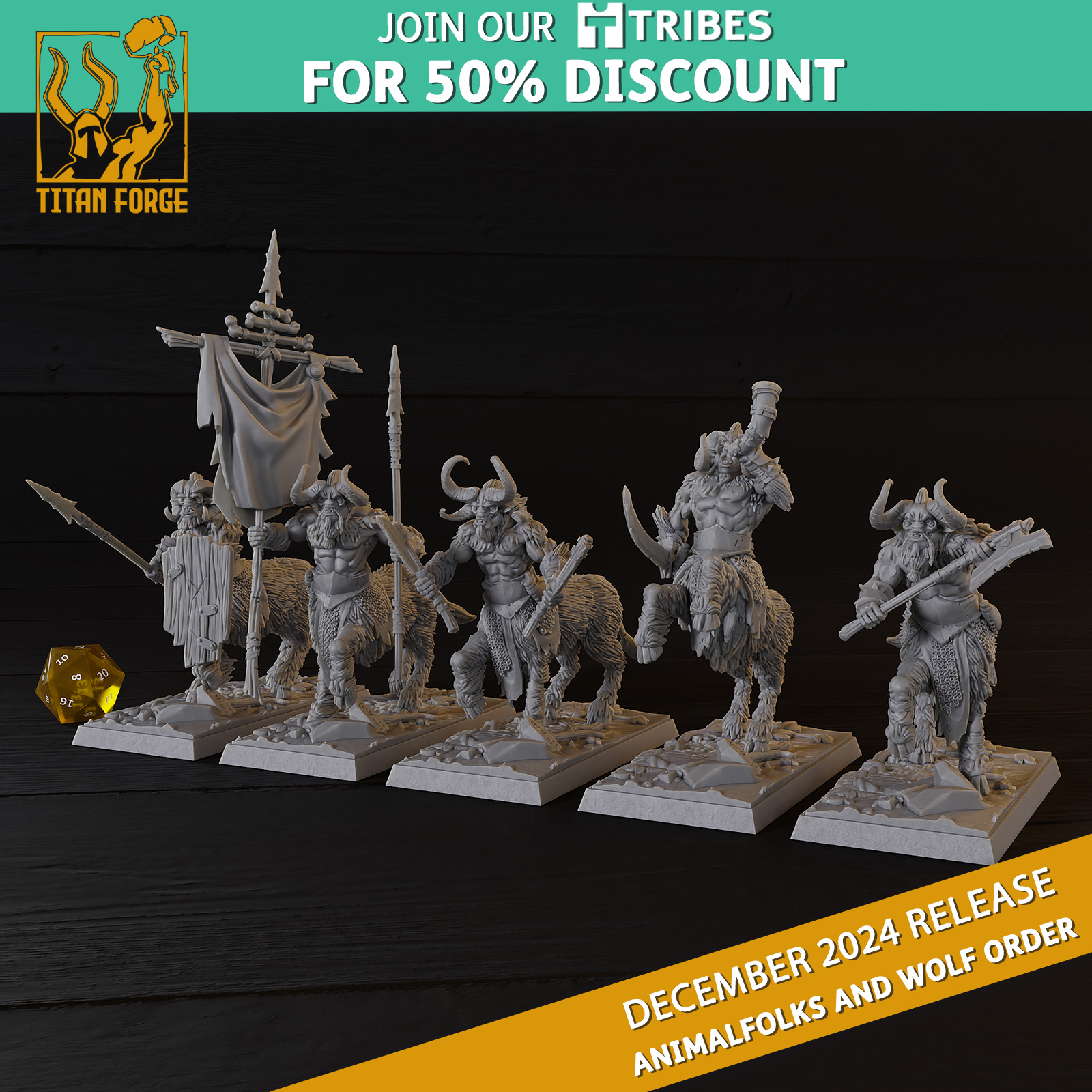 Beast Centaurs - Animalfolks and Wolf Order - Titan Forge Miniatures December 2024